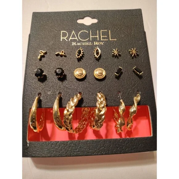 Rachel | Rachel Roy Earrings Studs Hoops Gold NEW - Picture 2 of 2